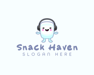 Cute Marshmallow Headphones logo design