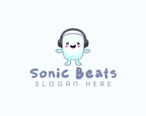 Headphones - Cute Marshmallow Headphones logo design