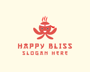 Happy Japanese Octopus logo design