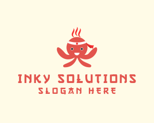 Happy Japanese Octopus logo design