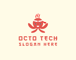 Happy Japanese Octopus logo design