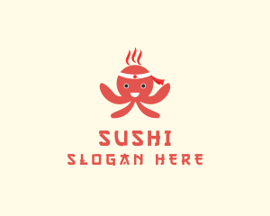 Happy Japanese Octopus logo design