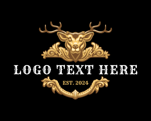 Stag - Deer Antler Trophy logo design