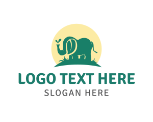 Elephant - Green Elephant Leaf logo design