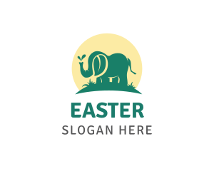 Vegan - Green Elephant Leaf logo design