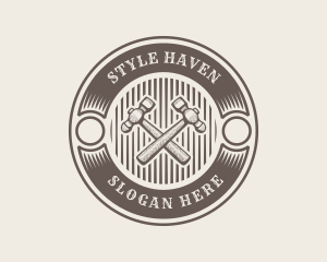 Hipster Construction Hammer Logo