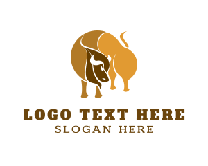 Oxen - Brown Bull Animal logo design