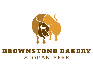 Brown Bull Animal logo design