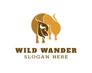 Brown Bull Animal logo design