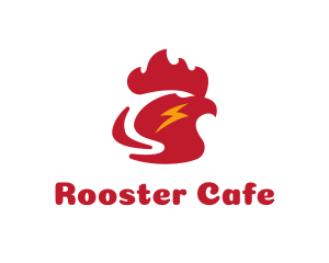 Rooster Head Lightning logo design