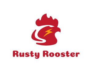 Rooster Head Lightning logo design