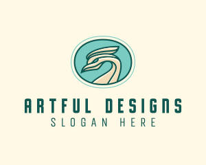 Crested Bird Swan  logo design