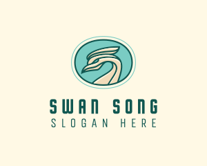 Crested Bird Swan  logo design