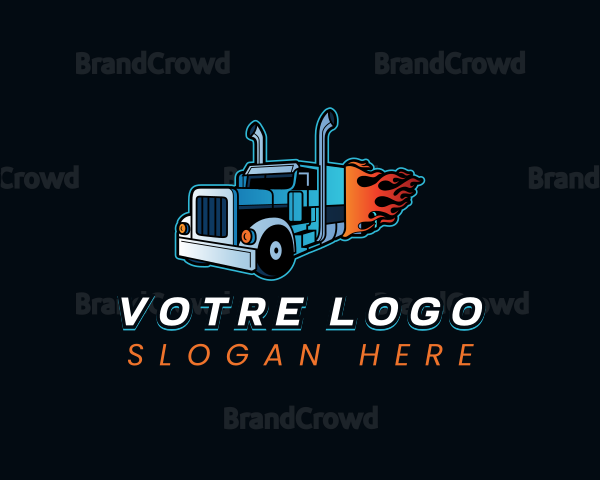 Logistics Flaming Truck Logo