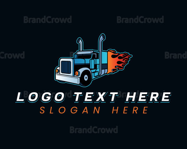 Logistics Flaming Truck Logo