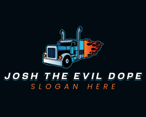 Logistics Flaming Truck Logo