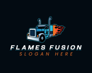 Logistics Flaming Truck logo design