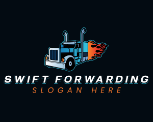 Logistics Flaming Truck logo design