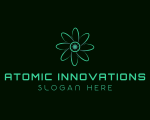 Neon Biotech Atom logo design