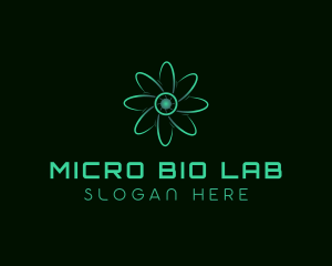 Neon Biotech Atom logo design