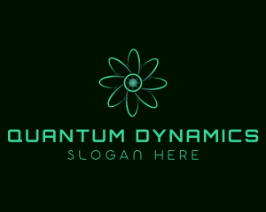 Physics - Neon Biotech Atom logo design