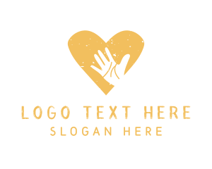 Love - Yellow Heart Hand logo design