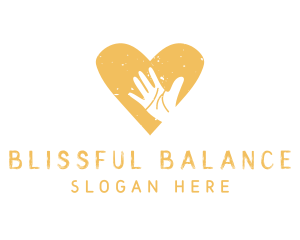 Yellow Heart Hand logo design