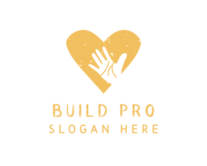 Support - Yellow Heart Hand logo design