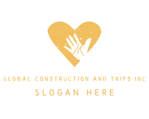 Charity - Yellow Heart Hand logo design