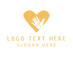 Hand Sign - Yellow Heart Hand logo design