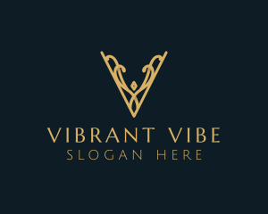 Elegant Decorative Letter V logo design