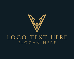 Golden - Elegant Decorative Letter V logo design