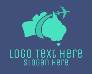 Plane - Australian Airline Flying Tourism Map logo design