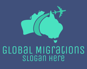 Immigration - Australian Airline Flying Tourism Map logo design