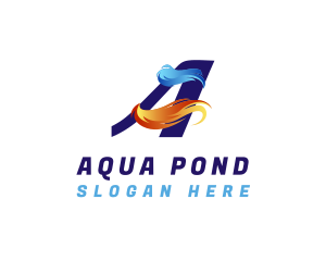 Aqua Fire Letter A logo design