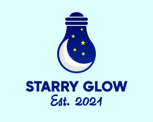 Starry Moon Bulb  logo design