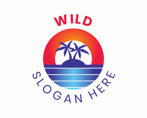 Tropical Island Sunrise Logo