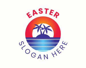 Sea - Tropical Island Sunrise logo design