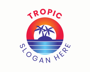 Tropical Island Sunrise logo design