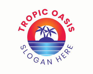 Tropical Island Sunrise logo design