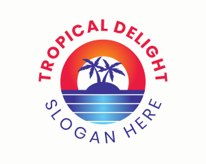 Tropical Island Sunrise logo design