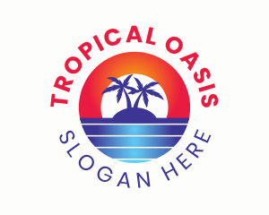 Tropical Island Sunrise logo design