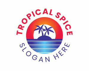 Tropical Island Sunrise logo design