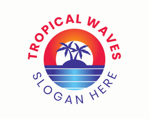 Tropical Island Sunrise logo design