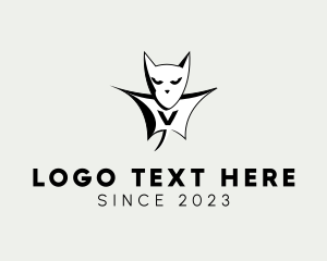 Cartoon - Bat Hero Letter V logo design