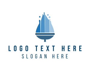 Blue - Squeegee Cleaning Droplet logo design