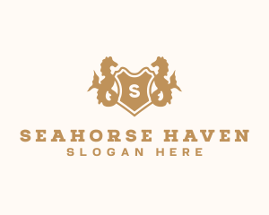 Seahorse - Seahorse Shield Crest logo design