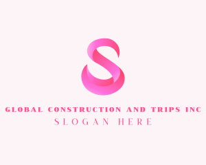 Ribbon - Pink Swan Letter S logo design