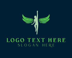 Yoga - Flying Leaf Wings logo design
