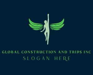 Green - Flying Leaf Wings logo design